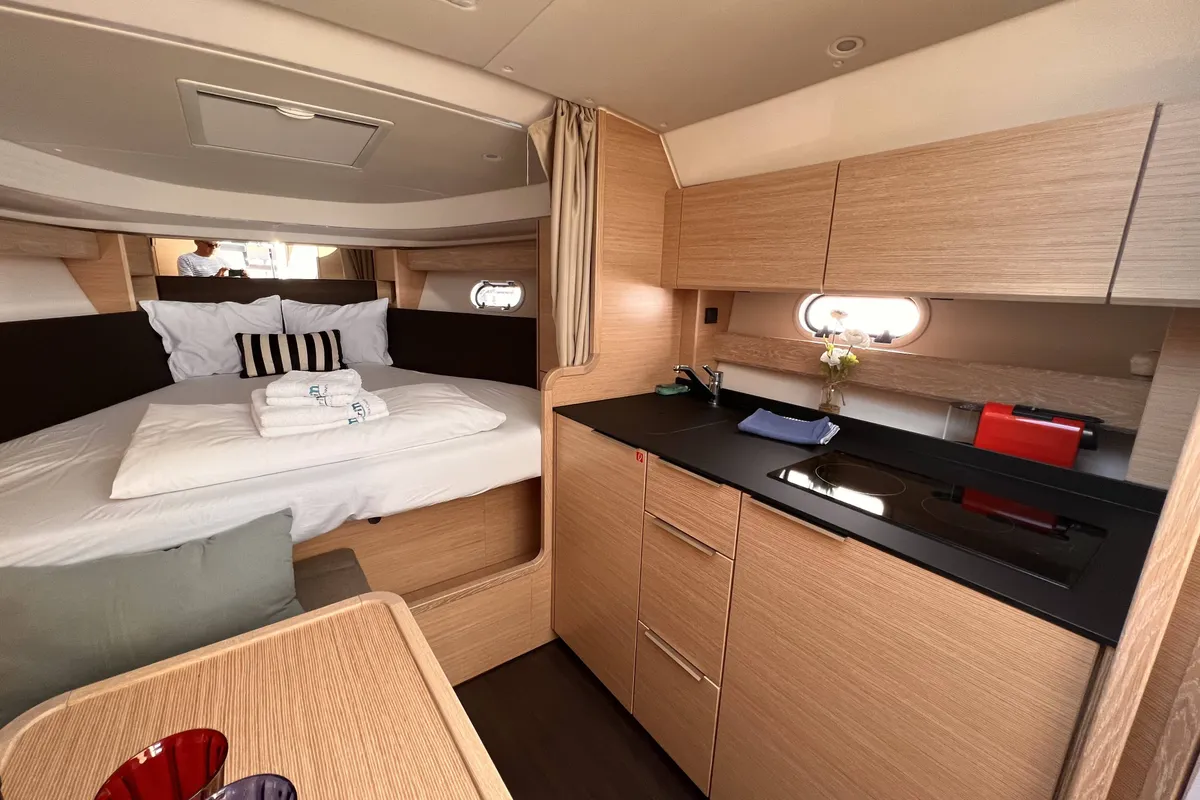 Cabin on Palermo, a Bavaria 33 Sport HT motorboat at Grad Biograd na Moru, Croatia