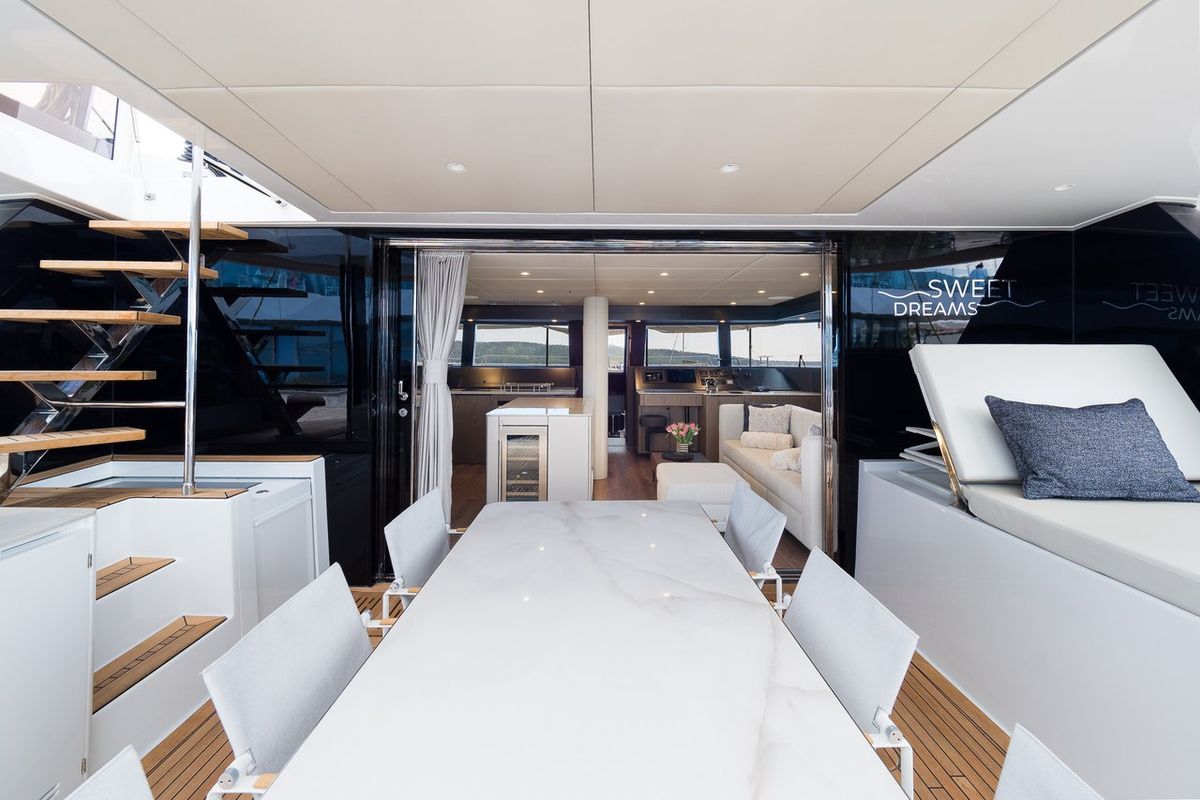 Deck of Sweet Dreams, a Sunreef Yachts Sunreef 50 catamaran at Grad Kaštela, Croatia