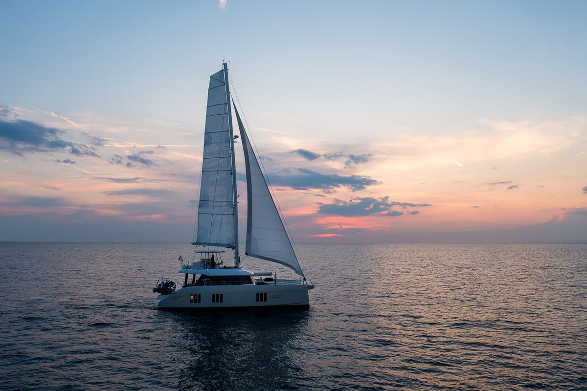 Exterior view of Sweet Dreams, a Sunreef Yachts Sunreef 50 catamaran at Grad Kaštela, Croatia