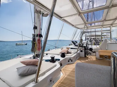Cockpit of Sweet Dreams, a Sunreef Yachts Sunreef 50 catamaran at Grad Kaštela, Croatia