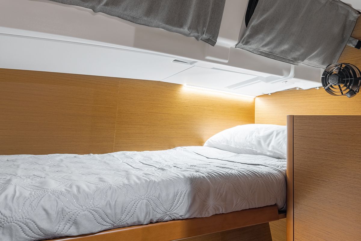 Cabin on Notus, a Jeanneau Sun Odyssey 490 sailboat at Athens, Greece