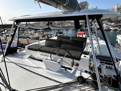 Cockpit of PEIKEA, a Lagoon 46 catamaran at Sant Antoni de Portmany, Spain