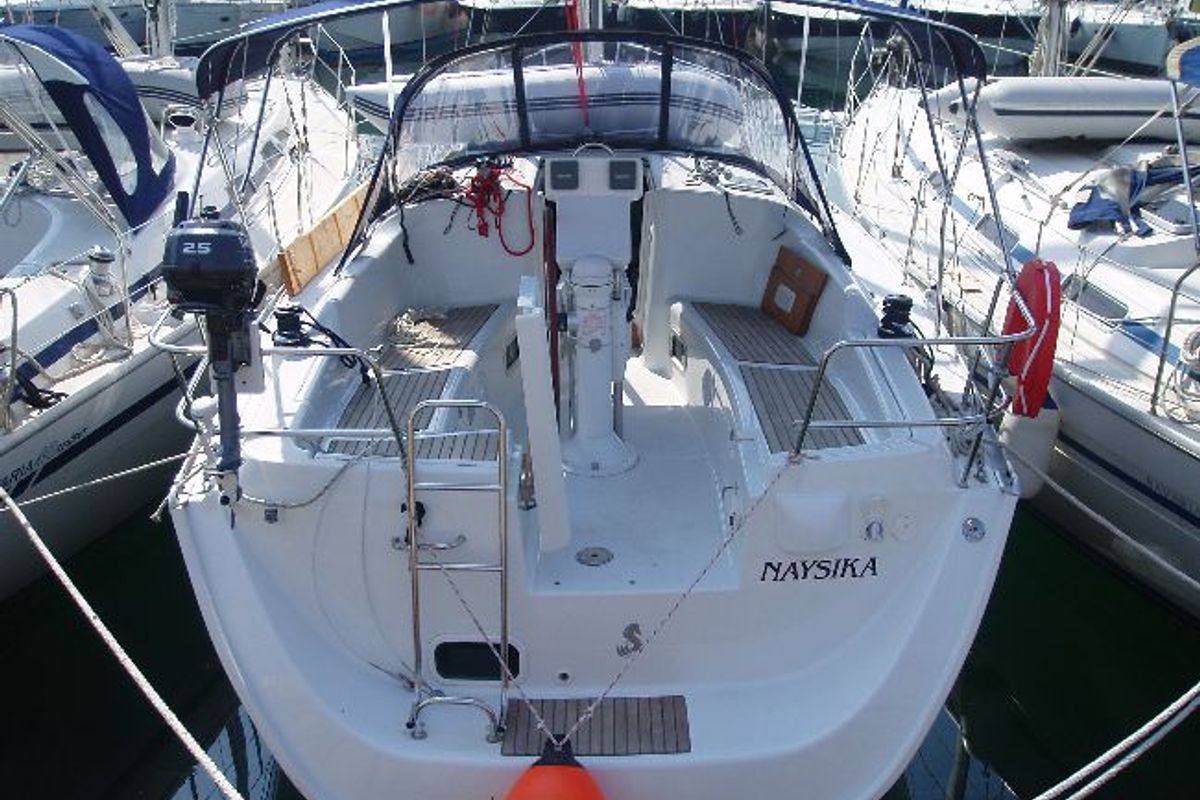 Exterior view of Naysika, a Beneteau Oceanis 343 sailboat at Kos, Greece