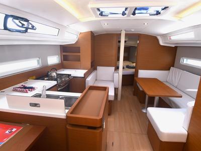 Salon of Signum Bravo, a Jeanneau Sun Odyssey 410 sailboat at Dubrovnik, Croatia
