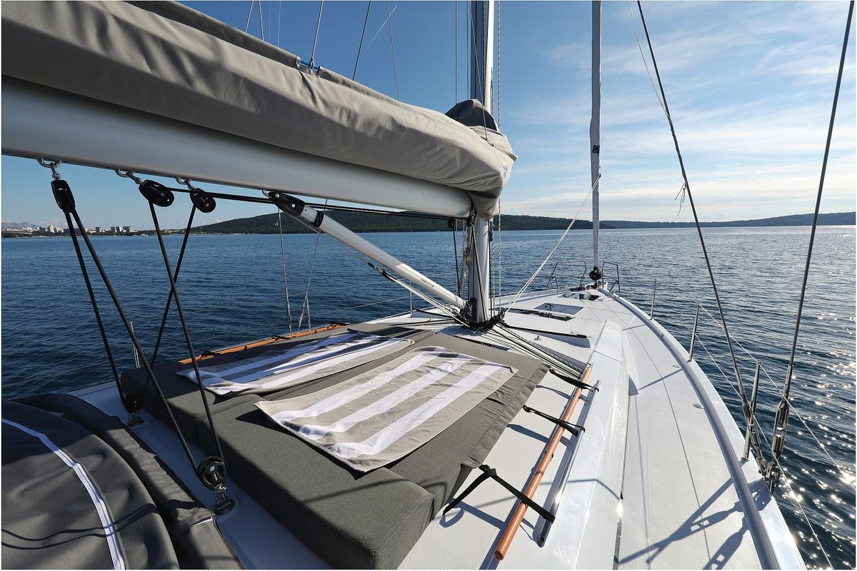 Deck of Hype, a Hanse Yachts Hanse 510 sailboat at Grad Biograd na Moru, Croatia