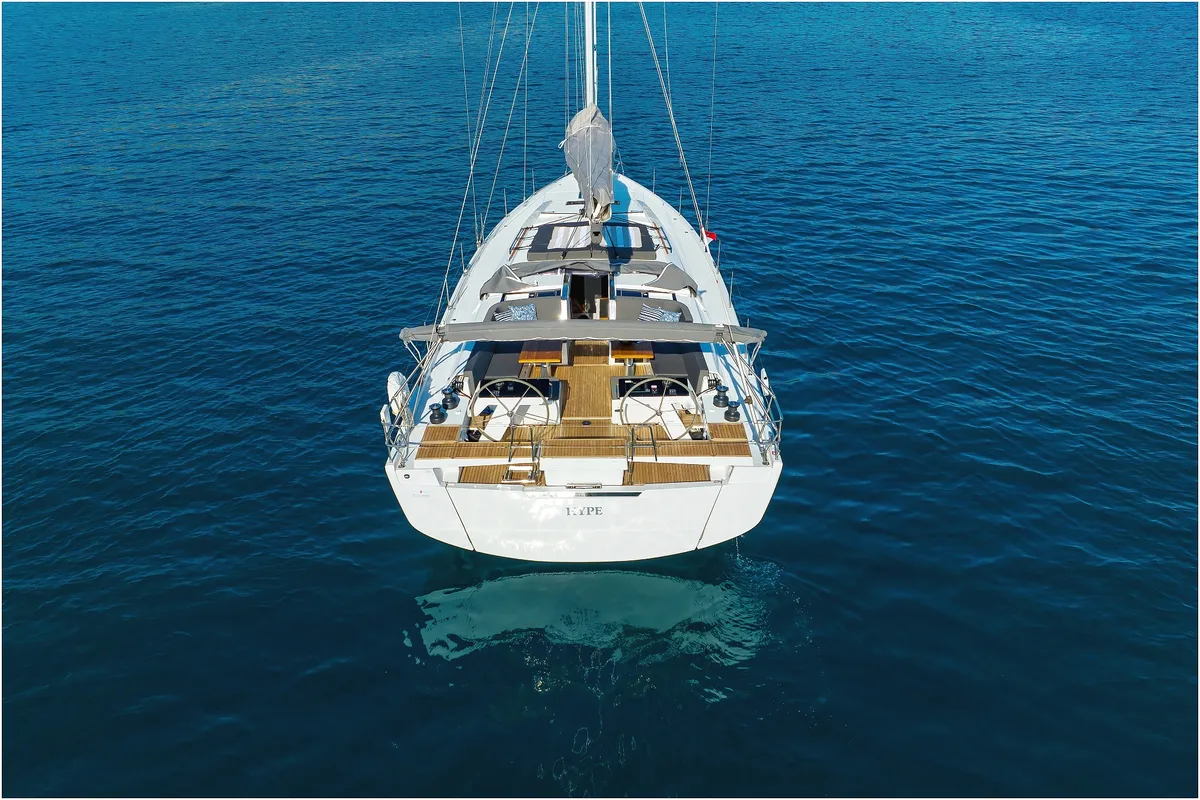 Exterior view of Hype, a Hanse Yachts Hanse 510 sailboat at Grad Biograd na Moru, Croatia