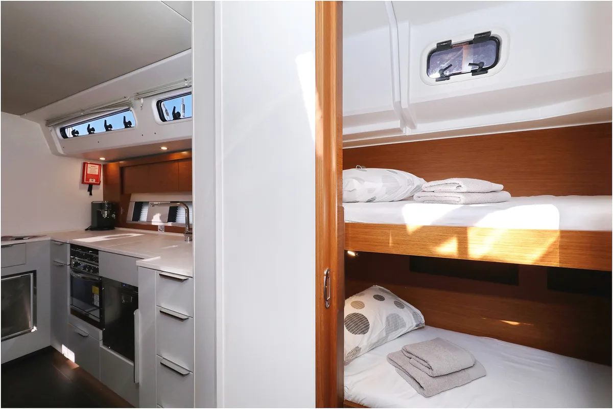 Cabin on Hype, a Hanse Yachts Hanse 510 sailboat at Grad Biograd na Moru, Croatia