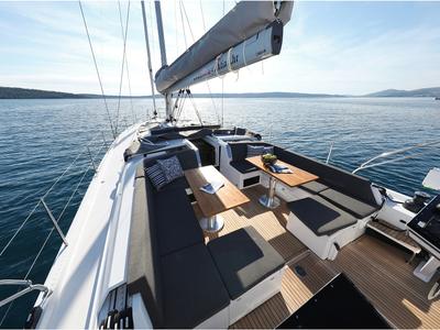 Deck of Hype, a Hanse Yachts Hanse 510 sailboat at Grad Biograd na Moru, Croatia