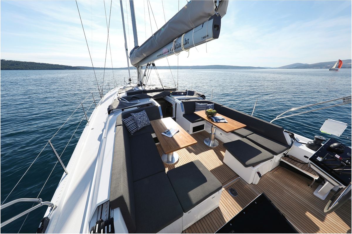 Deck of Hype, a Hanse Yachts Hanse 510 sailboat at Grad Biograd na Moru, Croatia
