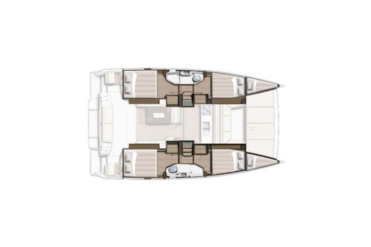 Exterior view of First Toy, a Bali Catsmart catamaran at Skradin, Croatia