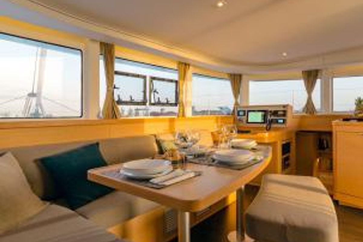 Salon of Mojito, a Lagoon 42 catamaran at Preveza, Greece