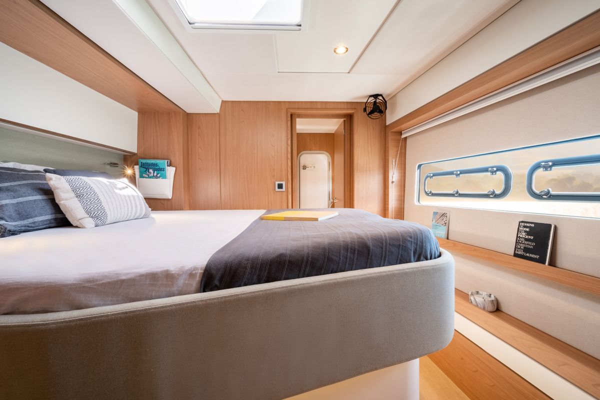 Cabin on Mim Ocean 3, a Bali 5.4 catamaran at Port d'Andratx, Spain