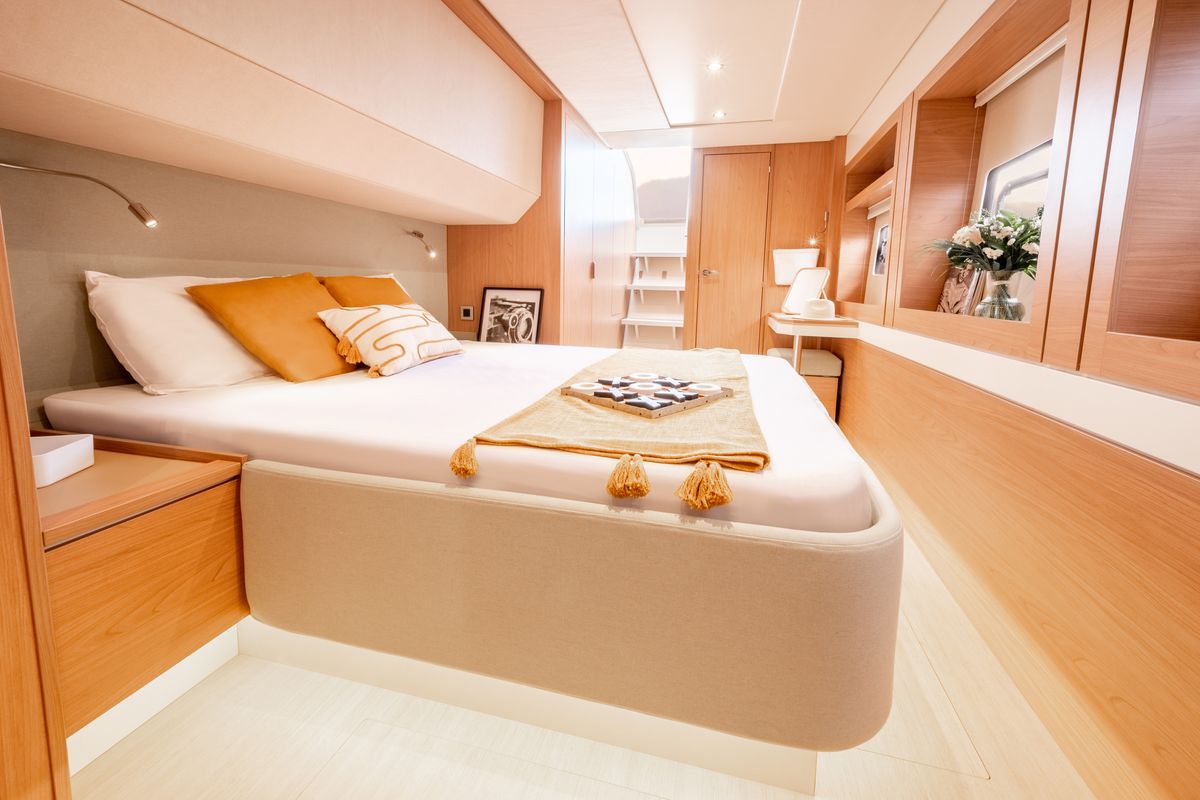 Cabin on Mim Ocean 3, a Bali 5.4 catamaran at Port d'Andratx, Spain