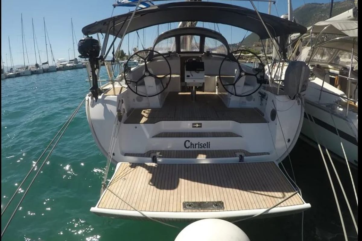 Exterior view of Classic, a Bavaria 46 sailboat at Municipal Unit of Lefkada, Greece