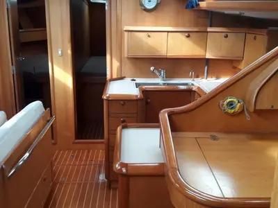 Galley of Hesiodos, a Jeanneau Sun Odyssey 52.2 sailboat at Athens, Greece