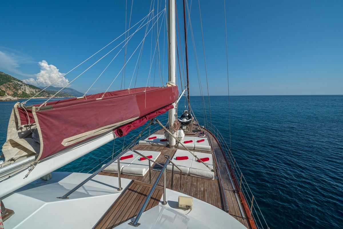 Deck of ADRIATIC HOLIDAY, a Gulet Gulet gulet at Dubrovnik, Croatia