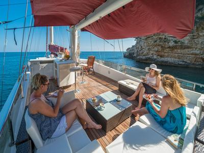 Deck of ADRIATIC HOLIDAY, a Gulet Gulet gulet at Dubrovnik, Croatia