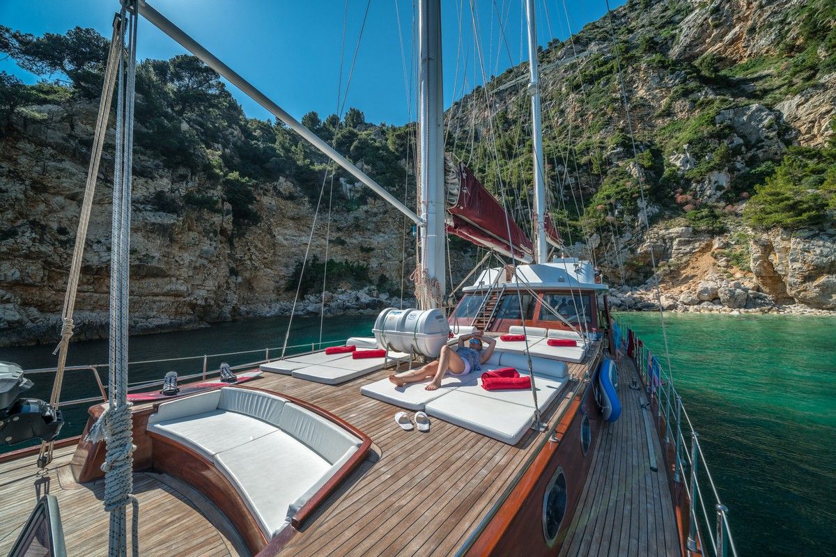 Deck of ADRIATIC HOLIDAY, a Gulet Gulet gulet at Dubrovnik, Croatia