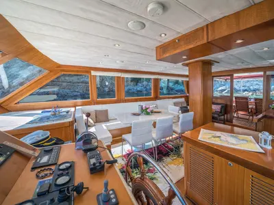 Cockpit of ADRIATIC HOLIDAY, a Gulet Gulet gulet at Dubrovnik, Croatia