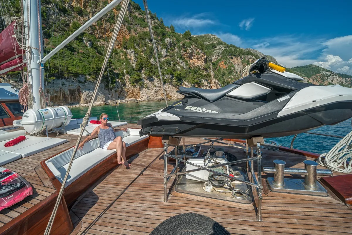 Deck of ADRIATIC HOLIDAY, a Gulet Gulet gulet at Dubrovnik, Croatia