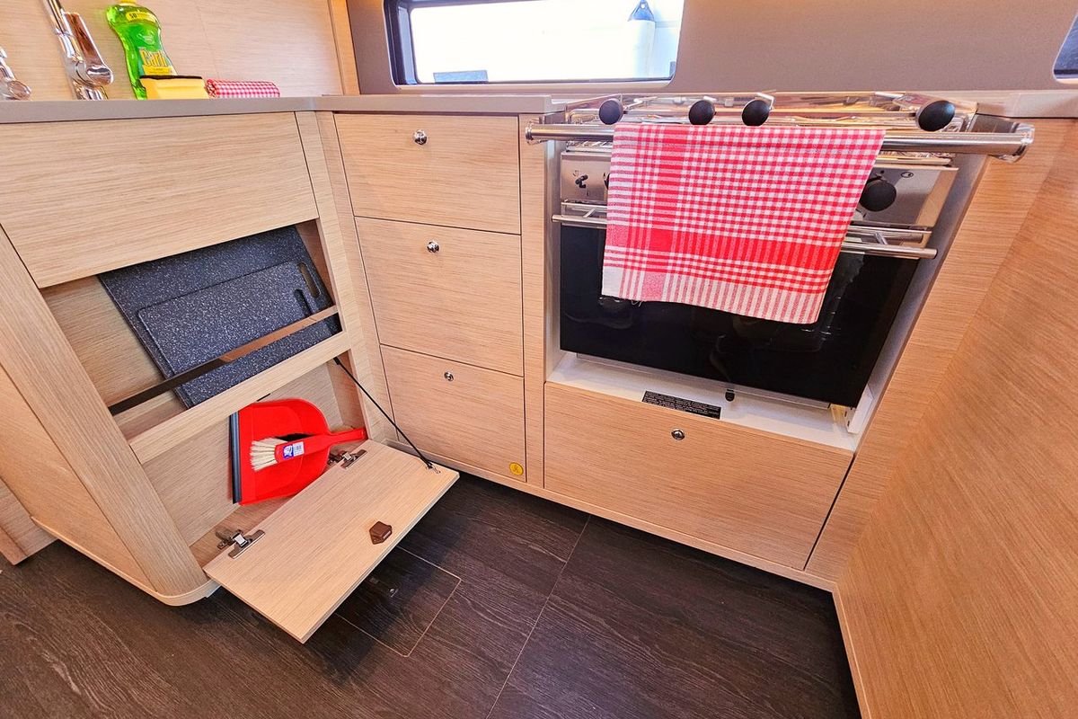 Galley of Fortissimo, a Dufour 44 sailboat at Grad Kaštela, Croatia