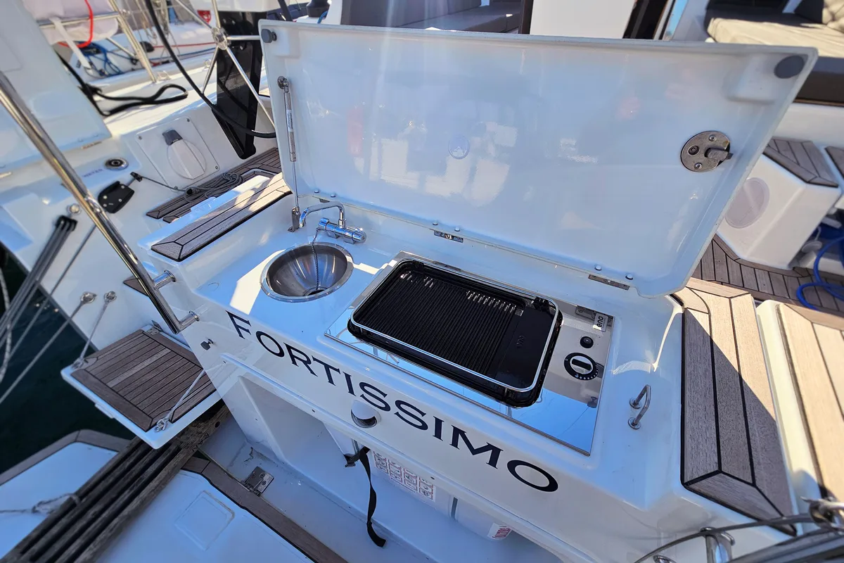 Fortissimo, a Dufour 44 sailboat at Grad Kaštela, Croatia
