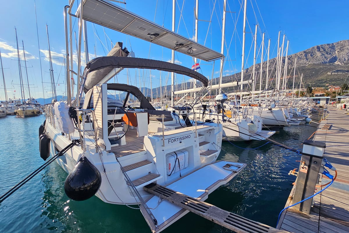 Fortissimo, a Dufour 44 sailboat at Grad Kaštela, Croatia