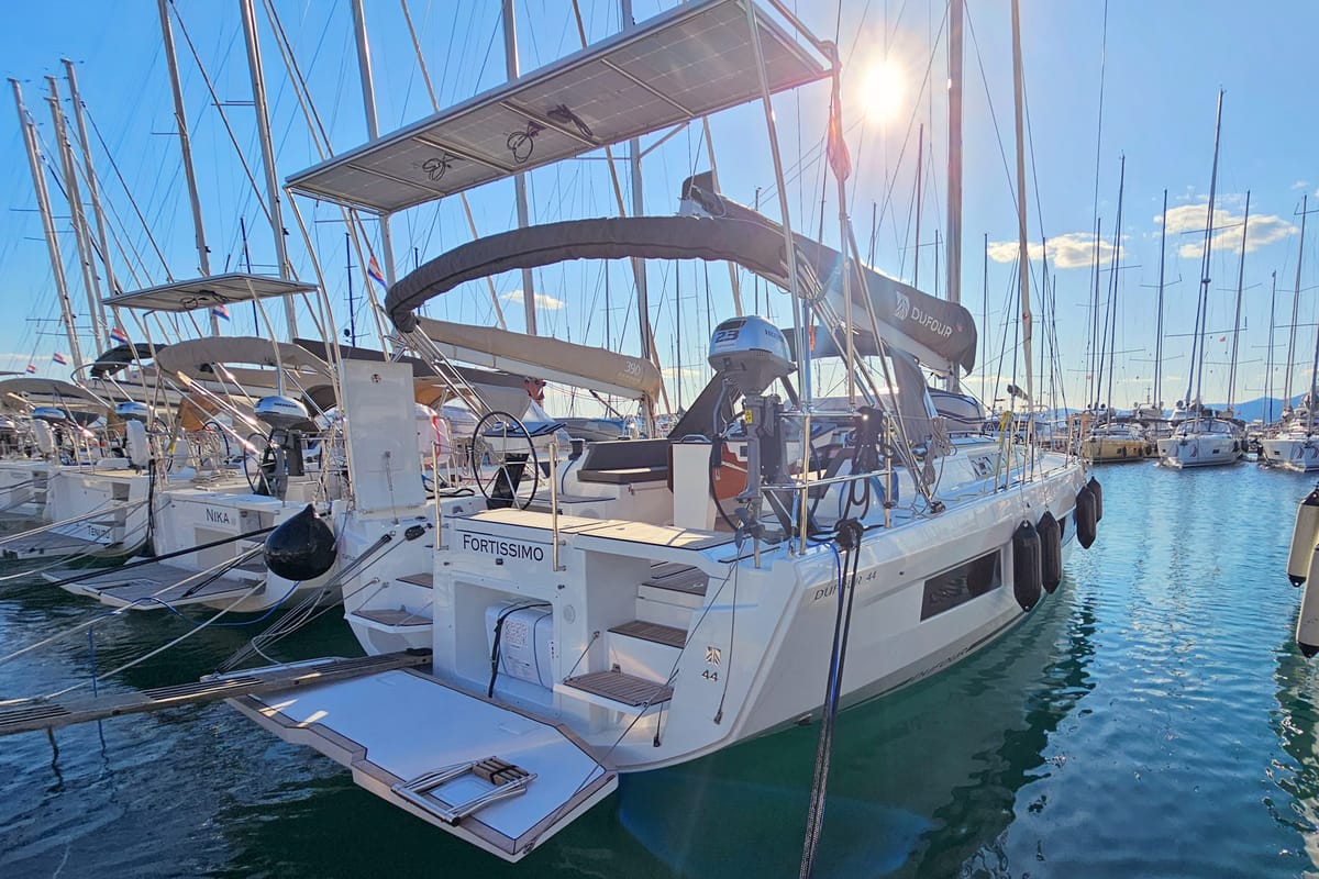 Fortissimo, a Dufour 44 sailboat at Grad Kaštela, Croatia