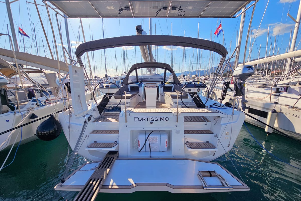 Fortissimo, a Dufour 44 sailboat at Grad Kaštela, Croatia