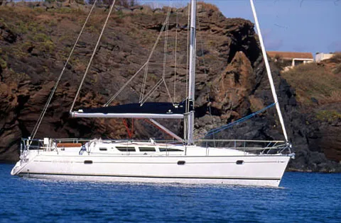 Exterior view of Evina, a Jeanneau Sun Odyssey 40.3 sailboat at Municipal Unit of Lefkada, Greece