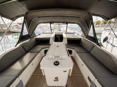 Deck of Promitheas, a Beneteau Oceanis 51.1 sailboat at Athens, Greece