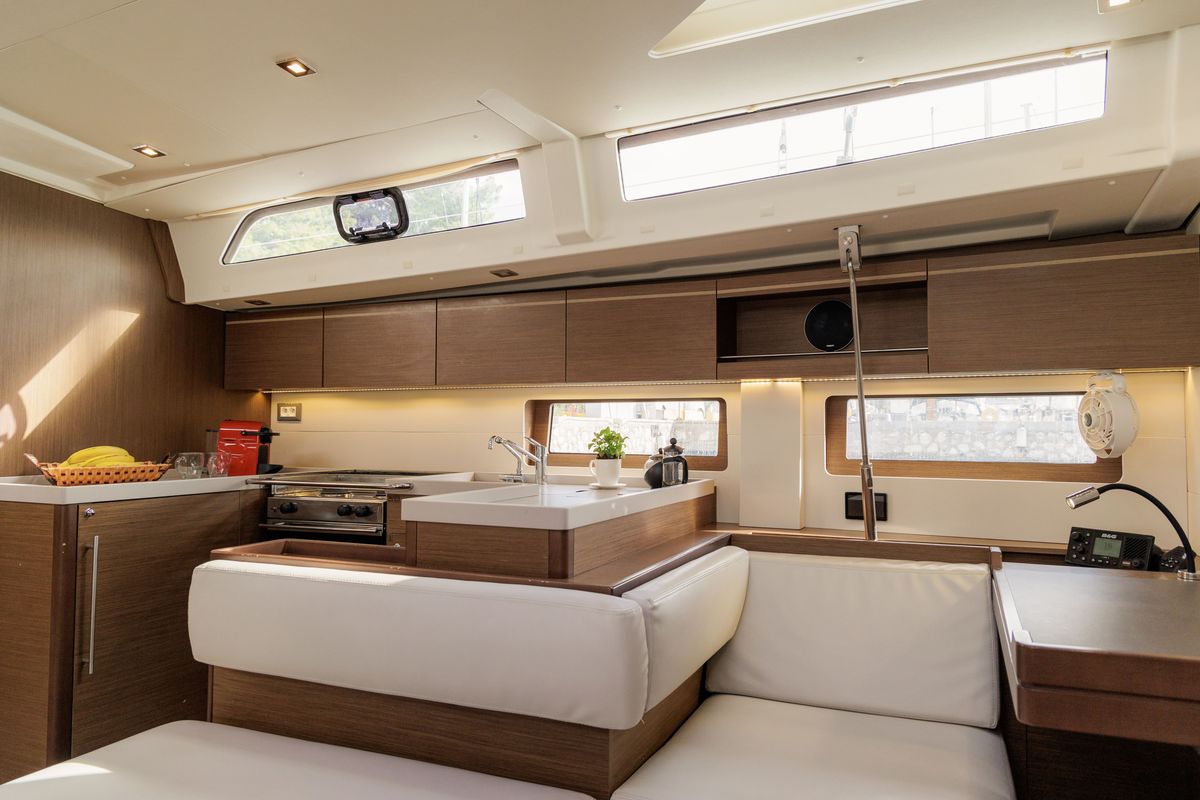 Salon of Promitheas, a Beneteau Oceanis 51.1 sailboat at Athens, Greece