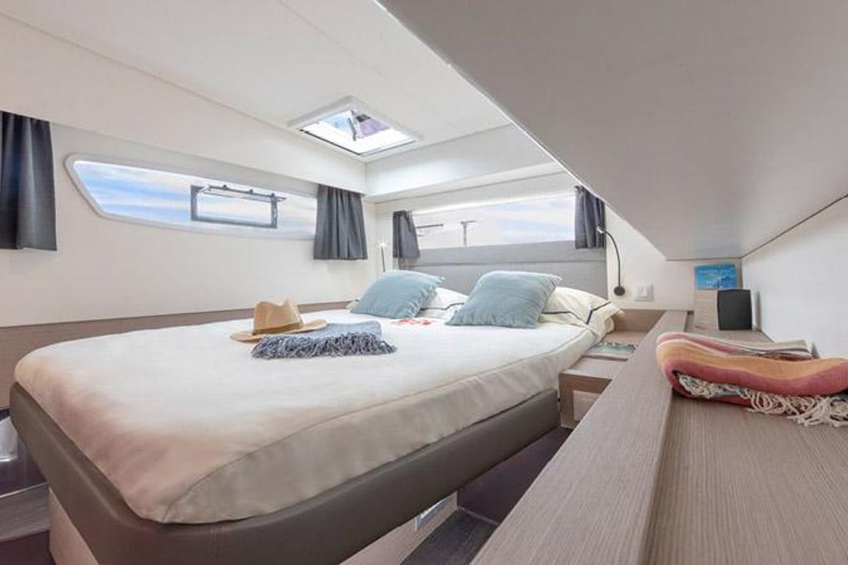 Cabin on Nalu, a Fountaine Pajot Elba 45 catamaran at Road Town, British Virgin Islands