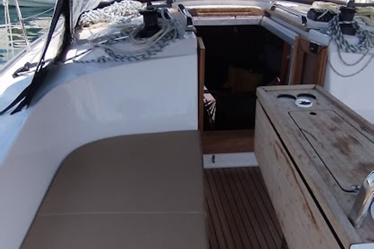 Deck of Mia, a Bavaria Cruiser 37 sailboat at Split, Croatia