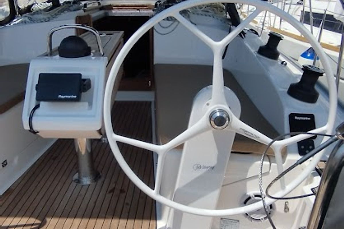 Cockpit of Mia, a Bavaria Cruiser 37 sailboat at Split, Croatia