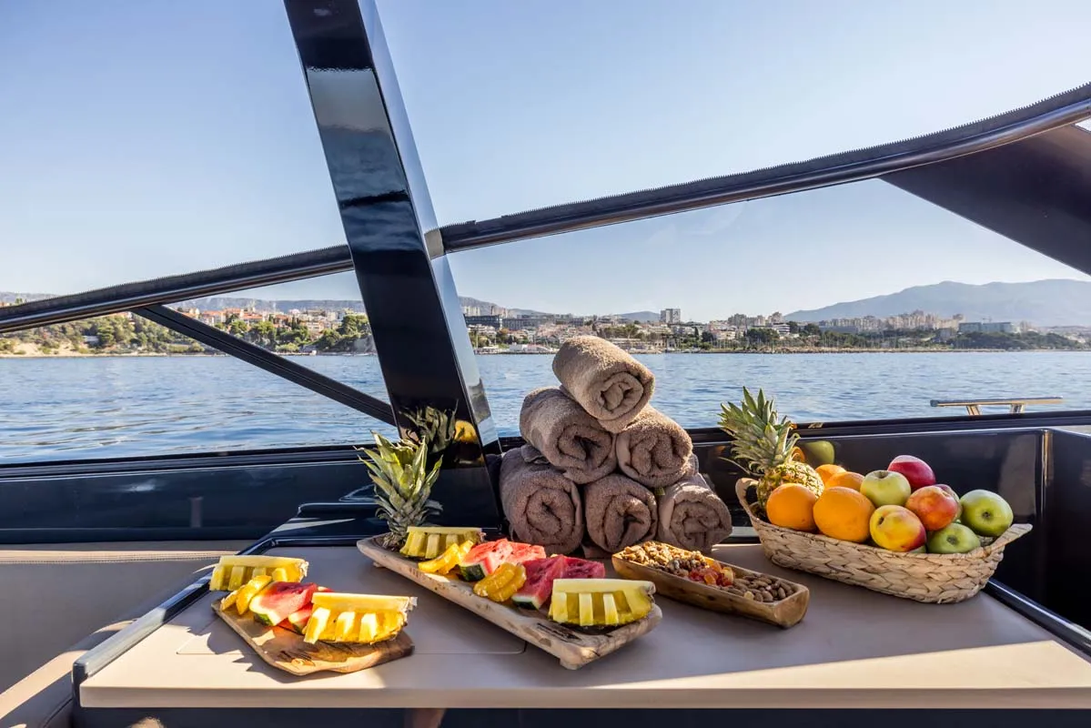 Deck of Gariful 2, a Colnago 45 yacht at Split, Croatia