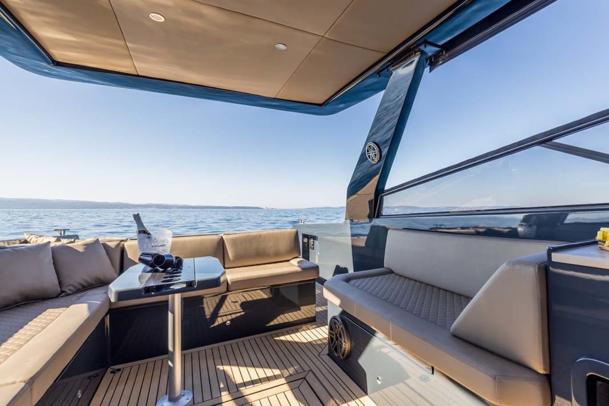 Deck of Gariful 2, a Colnago 45 yacht at Split, Croatia