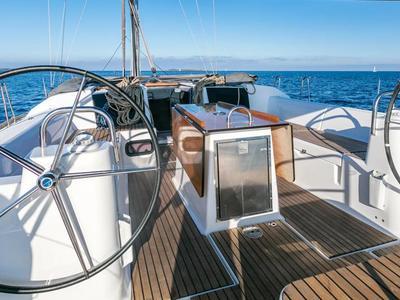 Cockpit of Sofia, a Dufour 512 Grand Large sailboat at Olbia, Italy