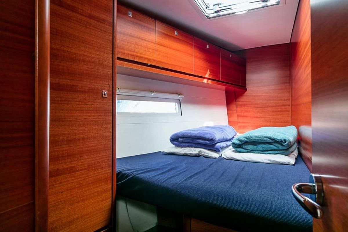 Cabin on Sofia, a Dufour 512 Grand Large sailboat at Olbia, Italy