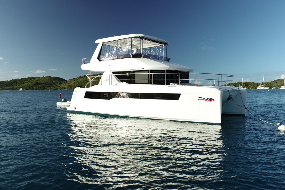 Exterior view of Moorings 403 PC Exclusive, a Leopard 40 PC catamaran at Eden Island Marina, Seychelles