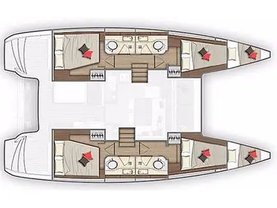 Floor plan of Destiny, a Lagoon 40 catamaran at Municipal Unit of Rhodes, Greece