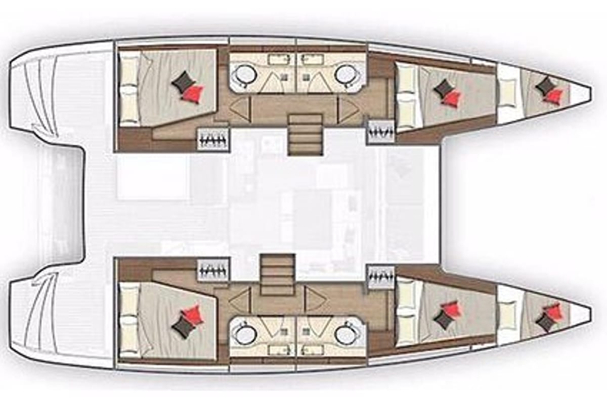 Floor plan of Destiny, a Lagoon 40 catamaran at Municipal Unit of Rhodes, Greece