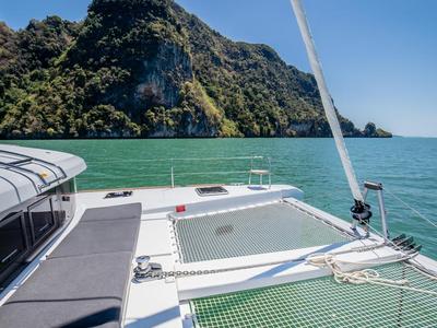 Deck of Destiny, a Lagoon 40 catamaran at Municipal Unit of Rhodes, Greece