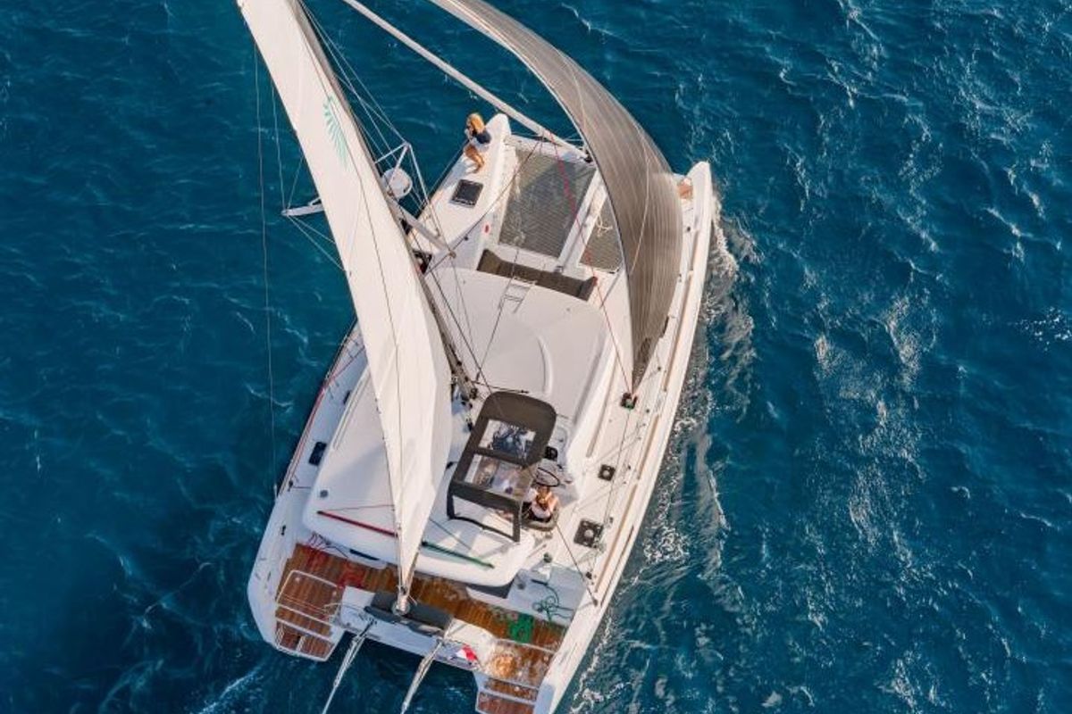 Exterior view of Destiny, a Lagoon 40 catamaran at Municipal Unit of Rhodes, Greece