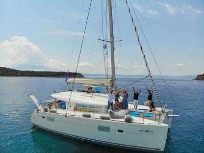 Exterior view of Excellent, a Lagoon 400 catamaran at Sithonia Municipal Unit, Greece