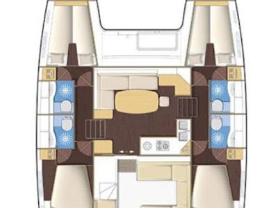 Floor plan of Excellent, a Lagoon 400 catamaran at Sithonia Municipal Unit, Greece