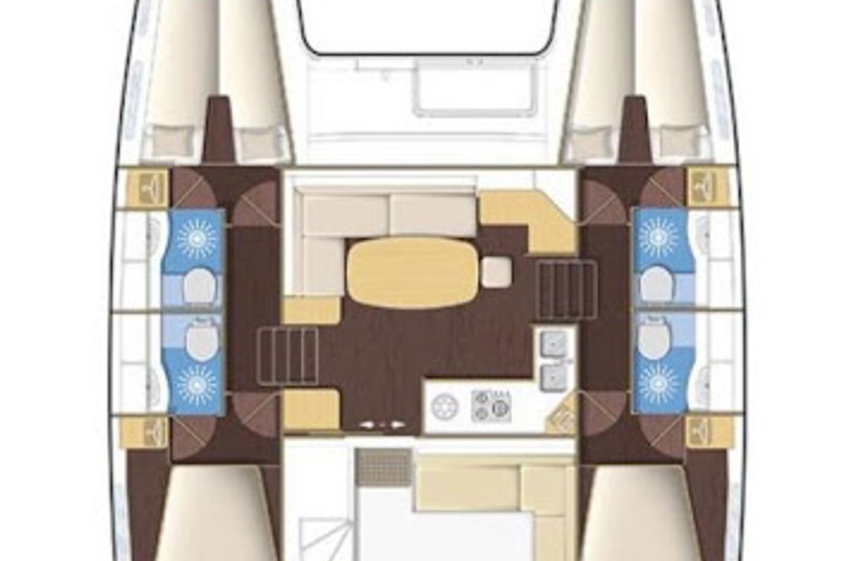 Floor plan of Excellent, a Lagoon 400 catamaran at Sithonia Municipal Unit, Greece