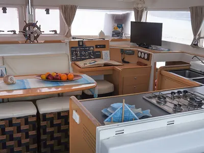 Galley of Excellent, a Lagoon 400 catamaran at Sithonia Municipal Unit, Greece