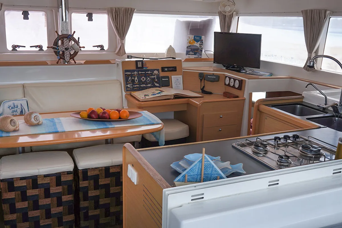 Galley of Excellent, a Lagoon 400 catamaran at Sithonia Municipal Unit, Greece