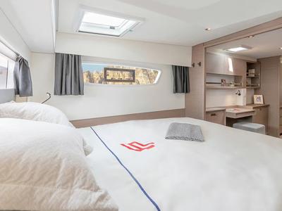 Cabin on Karina, a Fountaine Pajot Elba 45 catamaran at Procida, Italy